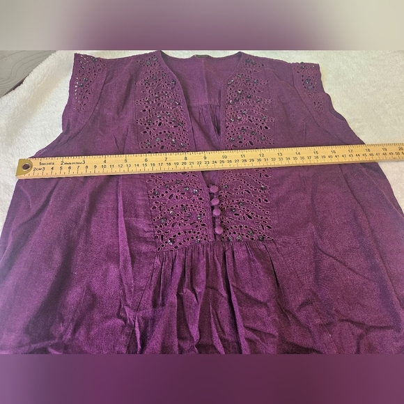 Free People -Women's XS Purple Sleeveless Tunic, Dress Embroided - Picture 4 of 7
